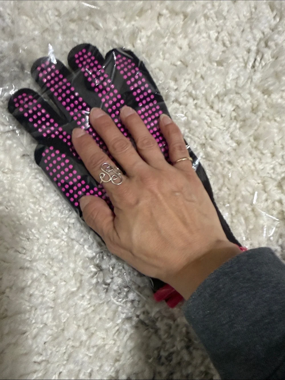 Black & Pink Grip Work Gloves - Unbranded